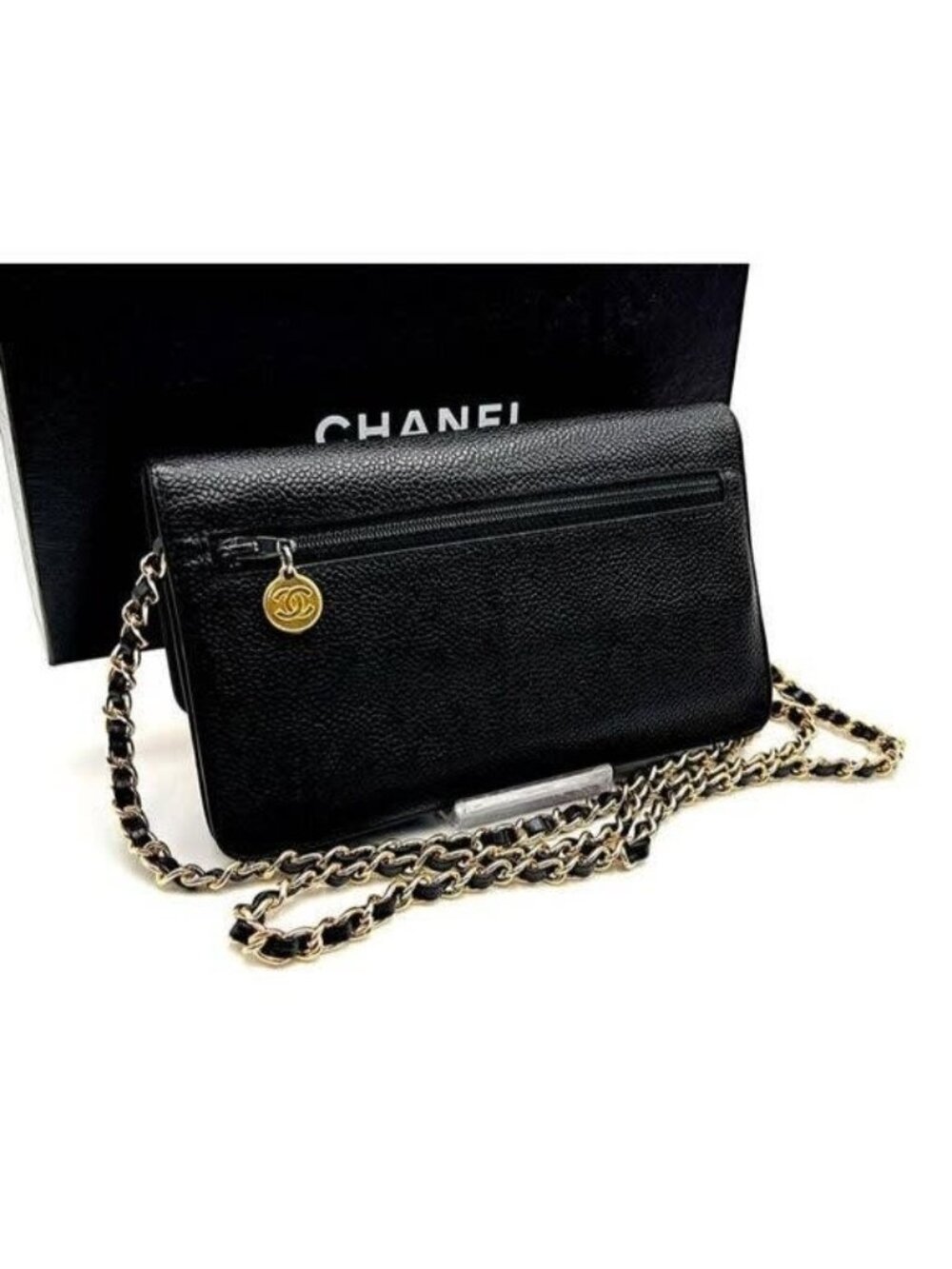 Chanel CC Classic Timeless Caviar Flap Wallet on Chain Purse Black Bag - Picture 5 of 10
